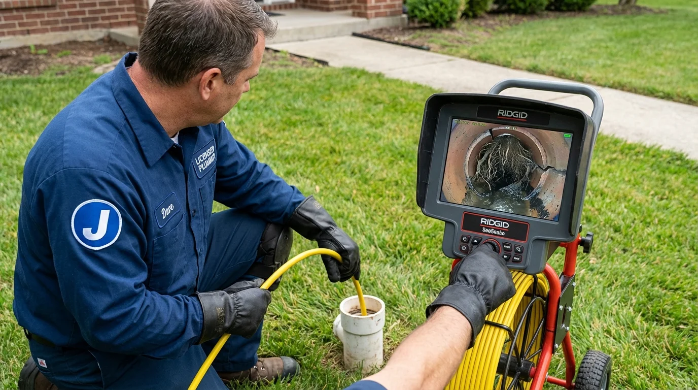 Sewer camera inspection being performed by Johns Plumbing LLC in Newcastle